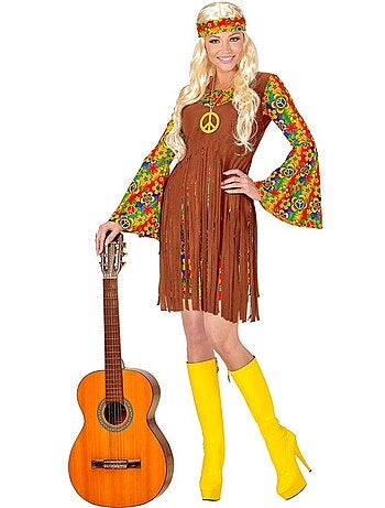 Disfraz de Chica Hippie flecos largos