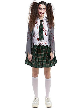 Disfraz de Colegiala Zombie con chaqueta