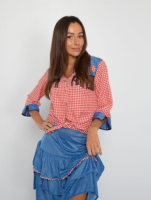 Disfraz de cowgirl                             azul/rojo 
