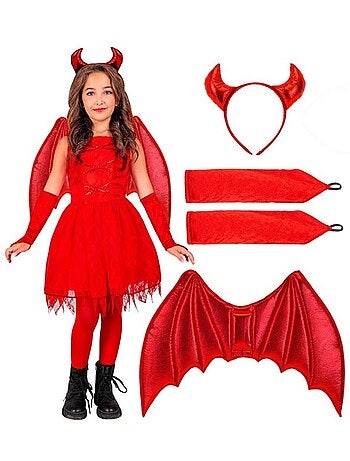 Disfraz de Diabla con Alas y Cuernos