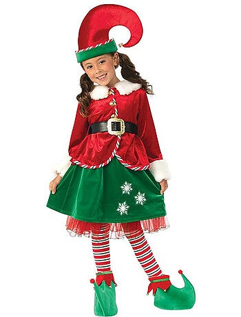 Disfraz de Elfa Ayudante de Santa deluxe con gorro