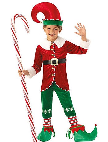 Disfraz de Elfo Ayudante de Santa deluxe con gorro