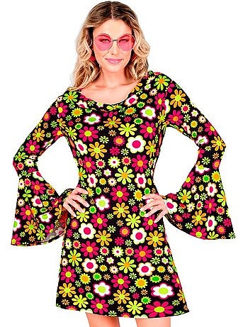 Disfraz de Hippie años 60 Floral oscuro