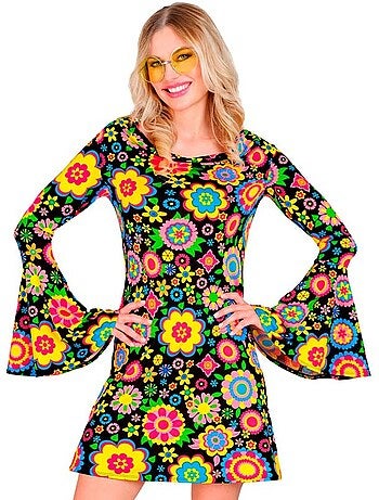 Disfraz de Hippie años 60 Flores Fashion