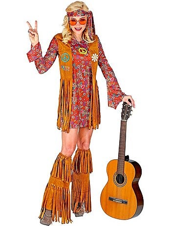 Disfraz de Hippie con cubrebotas y flecos