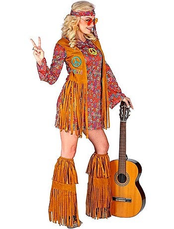 Disfraz de Hippie con cubrebotas y flecos