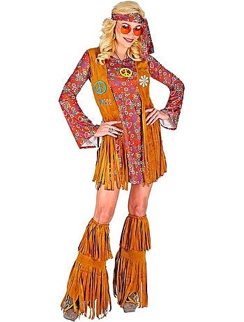 Disfraz de Hippie con cubrebotas y flecos