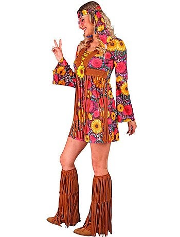 Disfraz de Hippie floral con flecos
