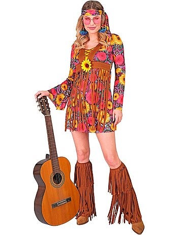 Disfraz de Hippie floral con flecos