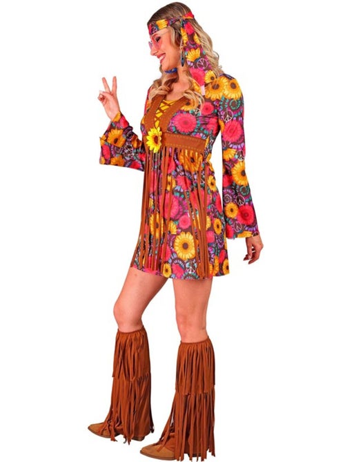 Disfraz de Hippie floral con flecos - Kiabi