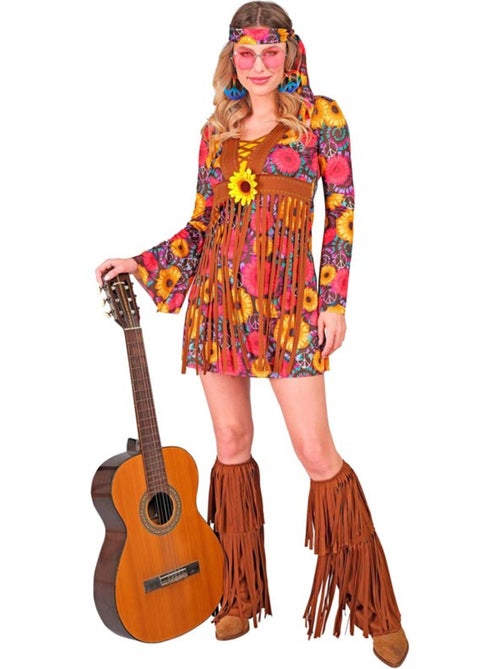 Disfraz de Hippie floral con flecos - Kiabi