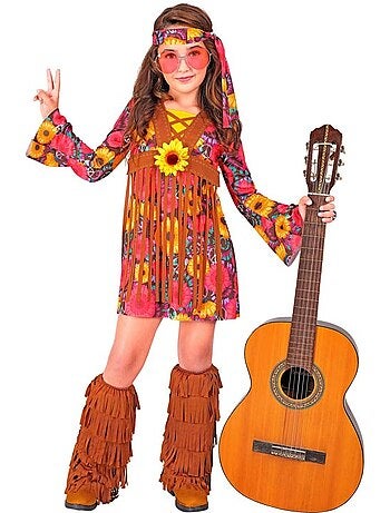 Disfraz de Hippie Floral con flecos