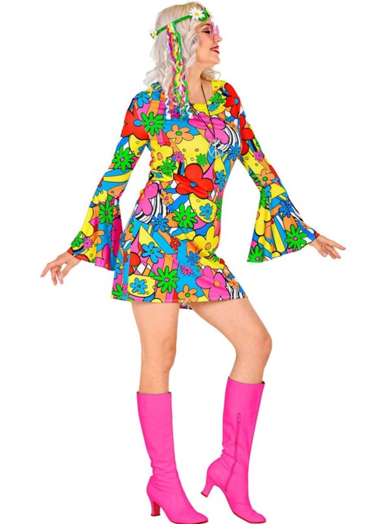 Disfraz de los años 60 Poder Floral Multicolor - Kiabi