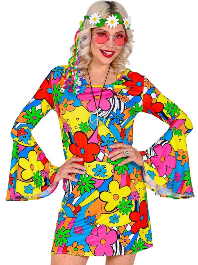 Disfraz de los años 60 Poder Floral Multicolor - Kiabi