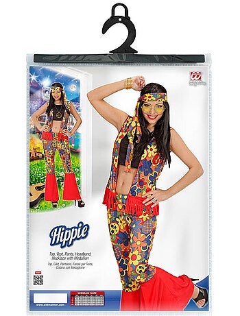 Disfraz de Mujer Hippie con cinta y medallón