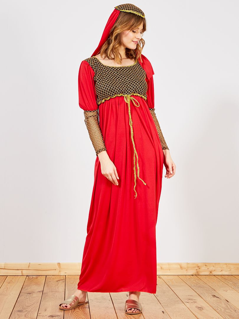 Disfraz de mujer medieval rojo/oro - Kiabi