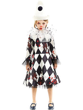 Disfraz de Payasa Pierrot Asesina con gorro