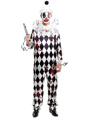 Disfraz de Payaso Pierrot Asesino con gorro