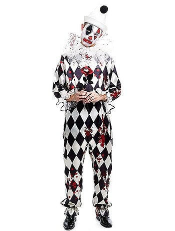 Disfraz de Payaso Pierrot Asesino con gorro