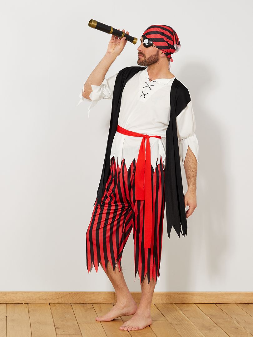 Disfraz de pirata negro/rojo - Kiabi
