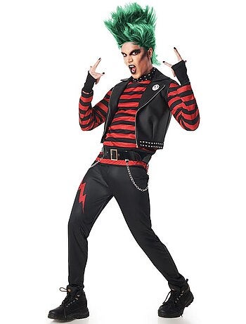 Disfraz de punky a rayas para hombre