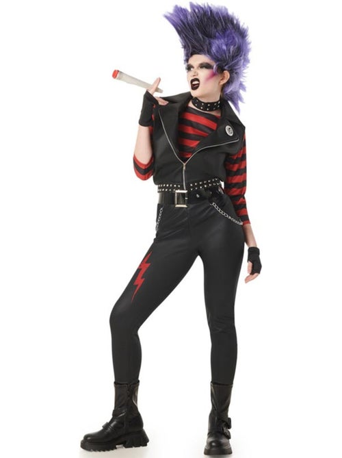 Disfraz de punky a rayas para mujer - Kiabi