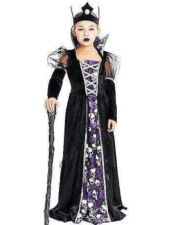 Disfraz de Reina Calavera oscura con corona