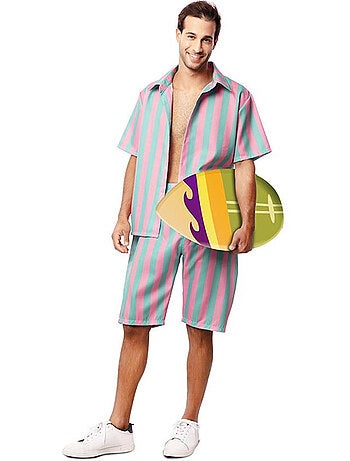 Disfraz de surfista a rayas para hombre