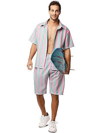 Disfraz de surfista a rayas para hombre