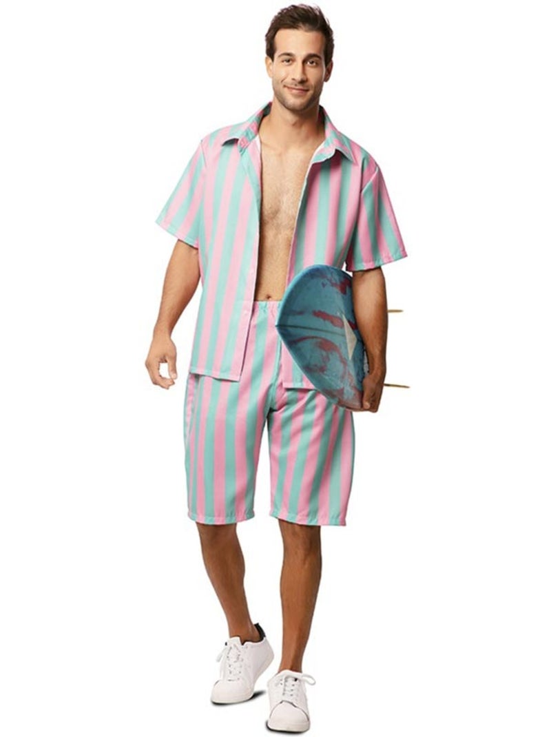 Disfraz de surfista a rayas para hombre Multicolor - Kiabi
