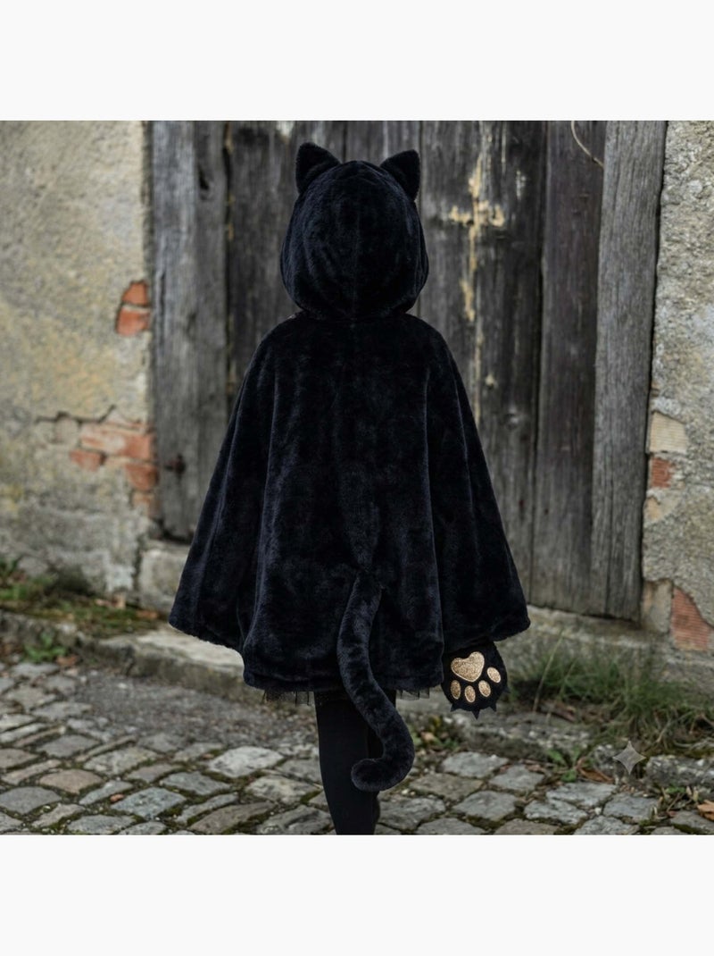 Disfraz infantil capa de gato en terciopelo | Great Pretenders Negro - Kiabi