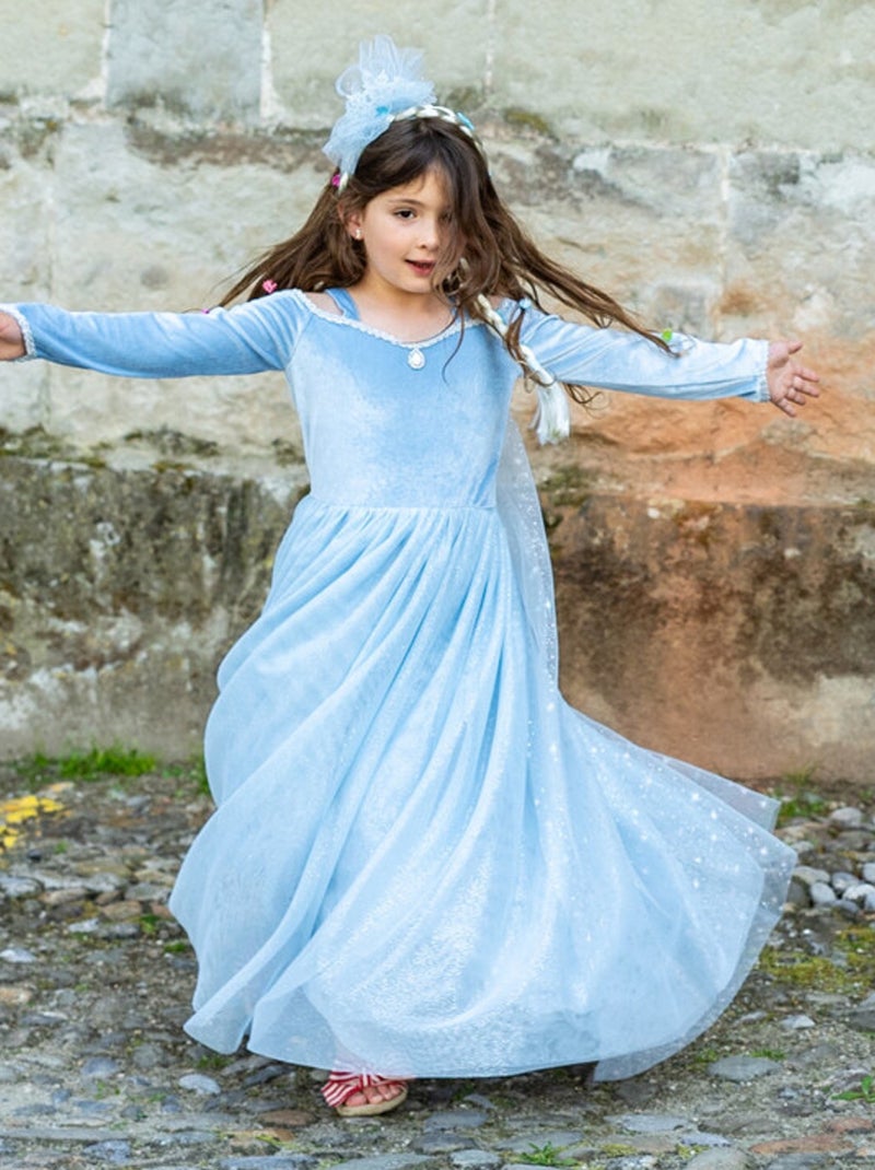 Disfraz infantil vestido princesa reina de nieve de terciopelo | Great Pretenders Azul - Kiabi