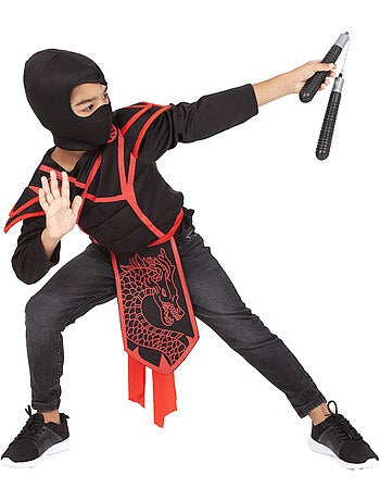 Disfraz o Kit de Ninja: Top, Cinturón, Capucha y Nunchakus