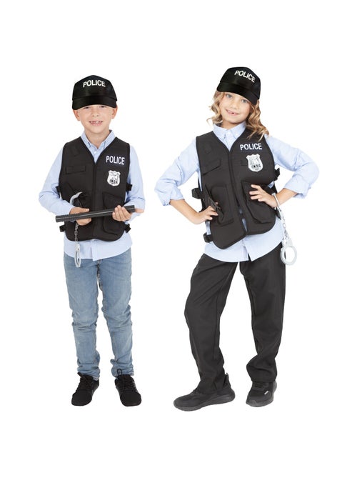 Disfraz o Kit de Policía: Chaleco, Gorra, Porra, Esposas - Kiabi