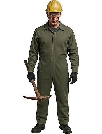 Disfraz o mono de minero verde para hombre