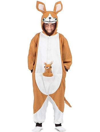 Disfraz o Pijama de Canguro con capucha y peluche