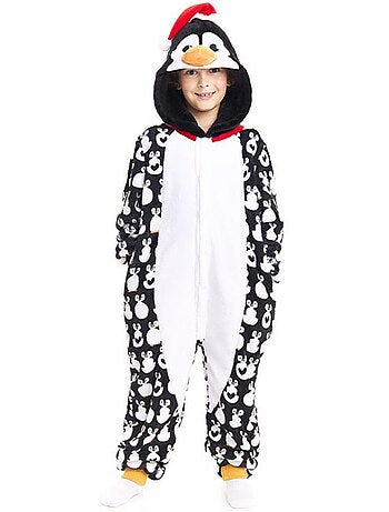 Disfraz o Pijama Pingüino Navideño estampado con capucha