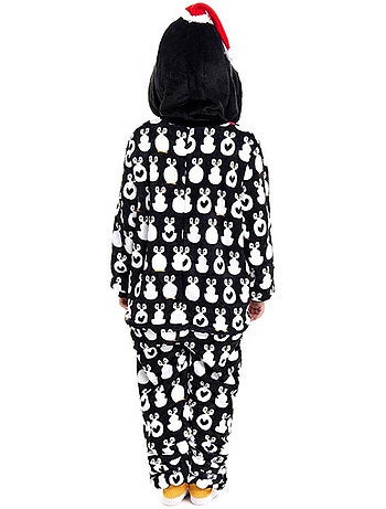 Disfraz o Pijama Pingüino Navideño estampado con capucha