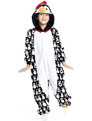 Disfraz o Pijama Pingüino Navideño estampado con capucha
