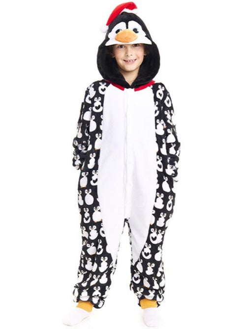Disfraz o Pijama Pingüino Navideño estampado con capucha - Kiabi