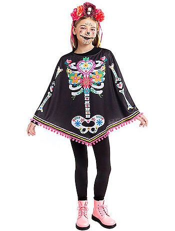 Disfraz o Poncho de Esqueleto Catrina