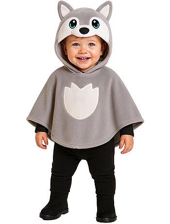 Disfraz o poncho de lobo gris para bebé