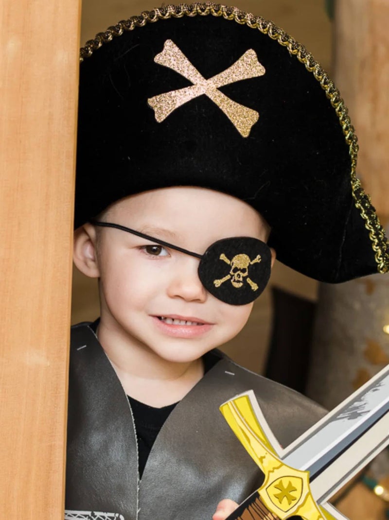 Disfraz parche de ojo de pirata para niños | Great Pretenders Negro - Kiabi