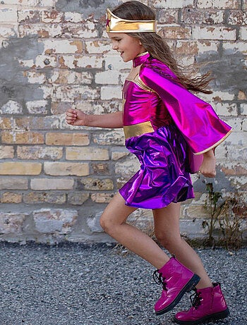Disfraz túnica capa y máscara de superheroína para niñas | Great Pretenders