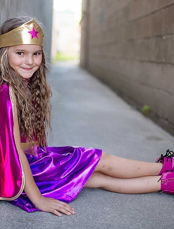 Disfraz túnica capa y máscara de superheroína para niñas | Great Pretenders