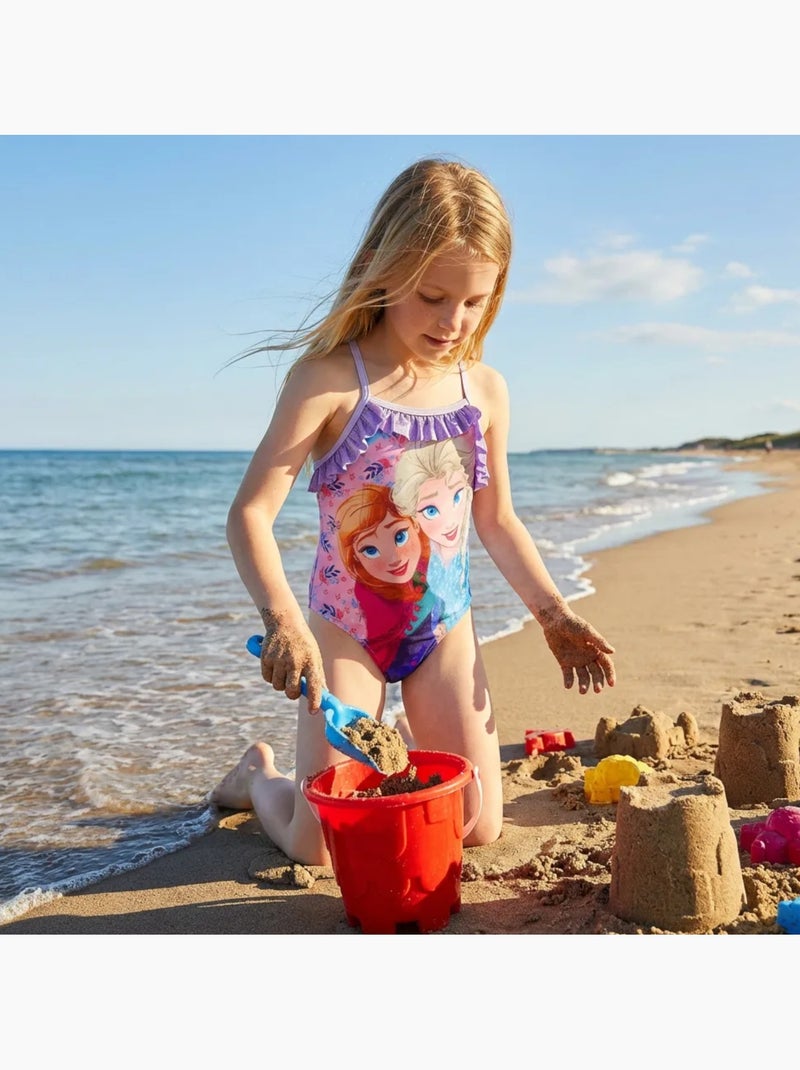 Disney - Bañador niña de una pieza con pareo falda Malva - Kiabi