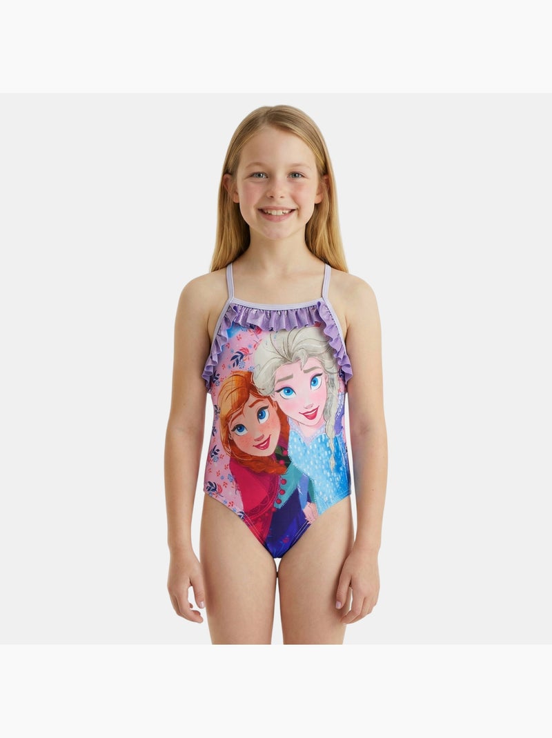 Disney - Bañador niña de una pieza con pareo falda Malva - Kiabi