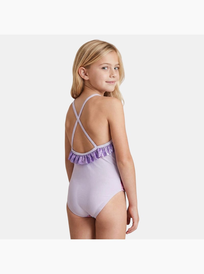 Disney - Bañador niña de una pieza con pareo falda Malva - Kiabi