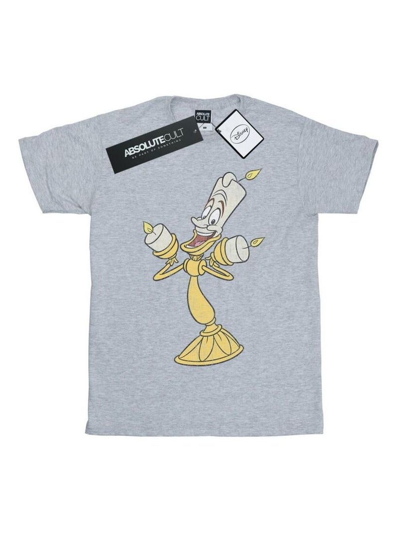 Disney - Camiseta Beauty And The Beast de Lumiere Efecto Envejecido para Hombre Gris jaspeado - Kiabi