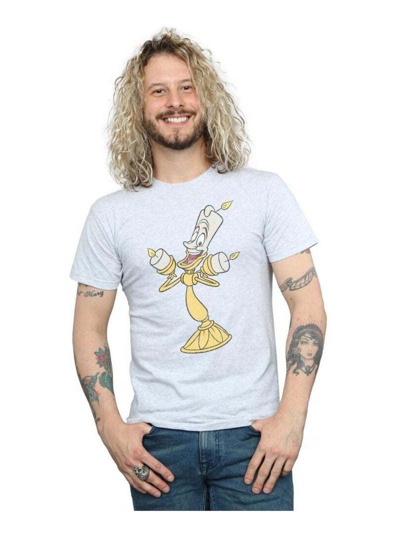 Disney - Camiseta Beauty And The Beast de Lumiere Efecto Envejecido para Hombre Gris jaspeado - Kiabi